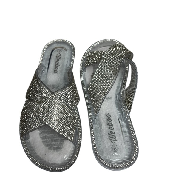 NIB Embellished Criss Cross Jelly Slides in Clear 9 - Picture 4 of 9